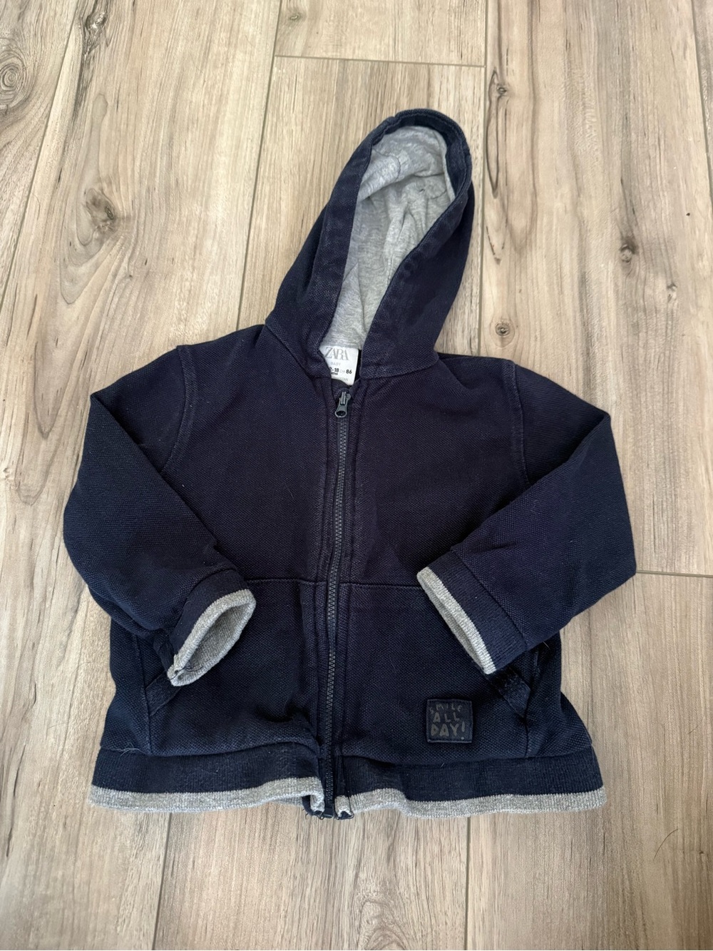 Zara Baby Navy Zip-Up Hooded Jacket Size 12-18 months